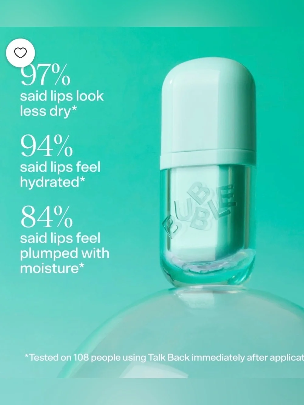 Bubble Skincare Talk Back Hydrating Loud & Clear Lip Serum, Unflavored NWT